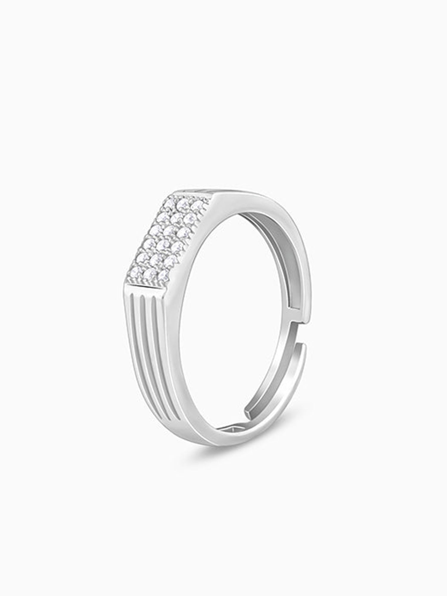Silver Zircon Rectangle Ring For Him
