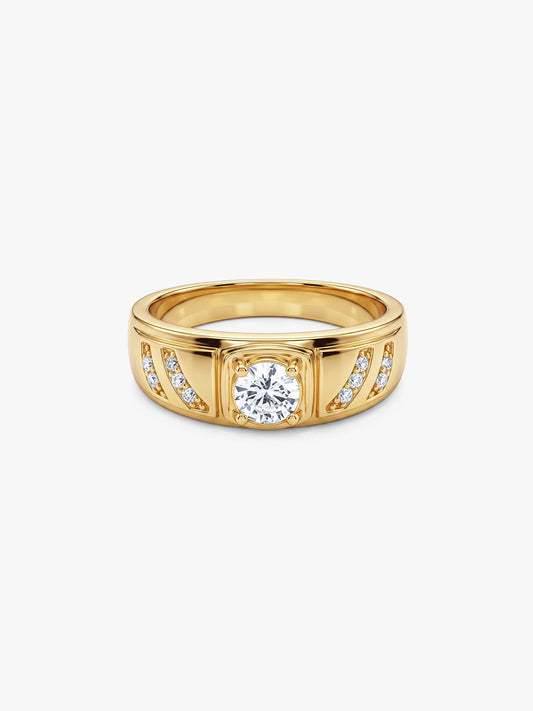 Golden Zircon Ornate Ring For Him