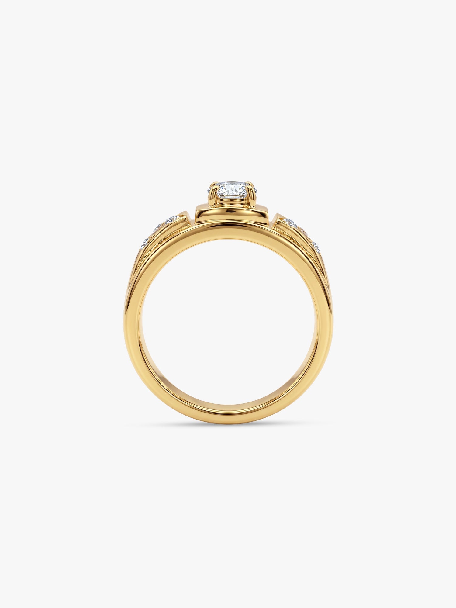 Golden Zircon Ornate Ring For Him