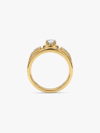 Golden Zircon Ornate Ring For Him