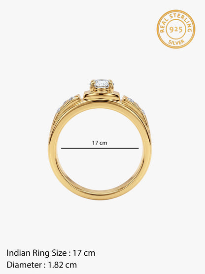 Golden Zircon Ornate Ring For Him