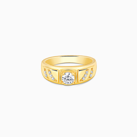 Golden Zircon Ornate Ring For Him
