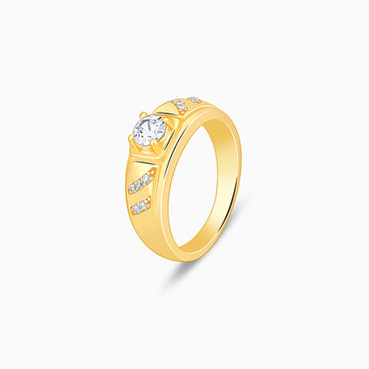 Golden Zircon Ornate Ring For Him