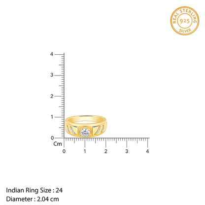 Golden Zircon Ornate Ring For Him