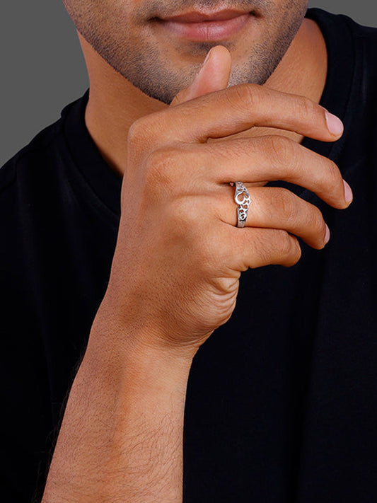 Silver Om Aura Ring For Him