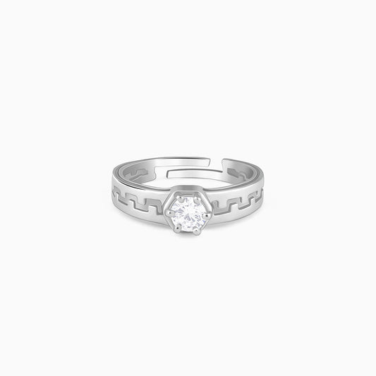 Silver Classic Zircon Ring For Him