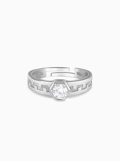 Silver Classic Zircon Ring For Him