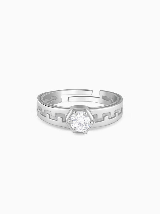 Silver Classic Zircon Ring For Him