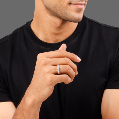 Silver Classic Zircon Ring For Him