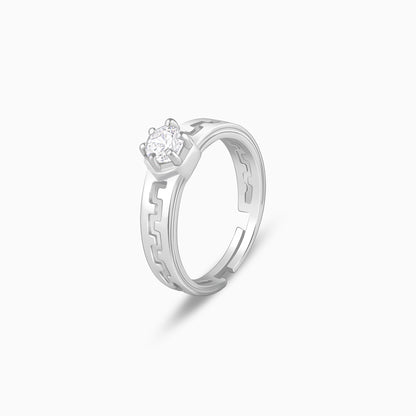 Silver Classic Zircon Ring For Him