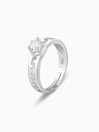 Silver Classic Zircon Ring For Him