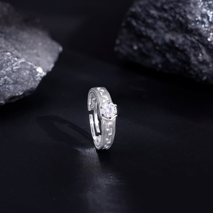 Silver Classic Zircon Ring For Him