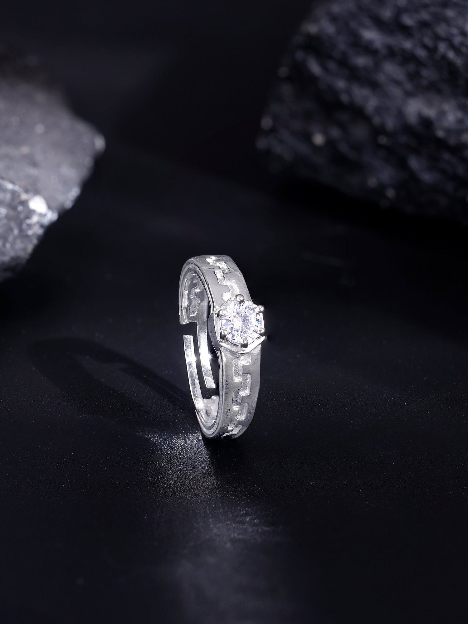 Silver Classic Zircon Ring For Him