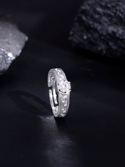 Silver Classic Zircon Ring For Him
