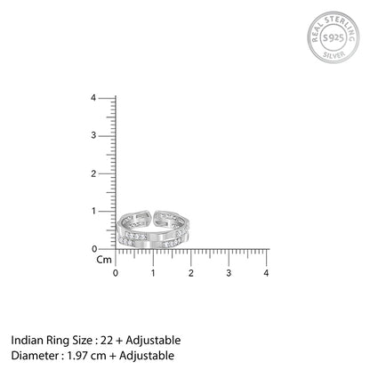 Silver Zircon Studded Sparkle Ring For Him