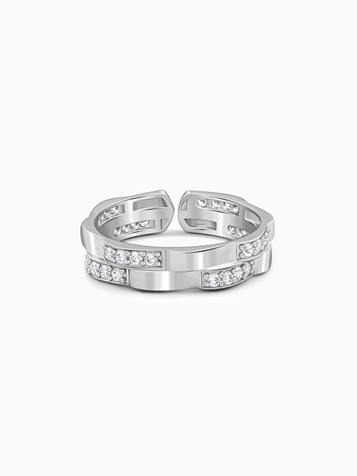 Silver Zircon Studded Sparkle Ring For Him