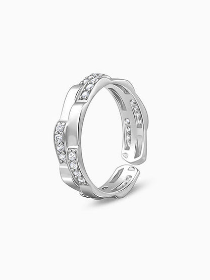 Silver Zircon Studded Sparkle Ring For Him