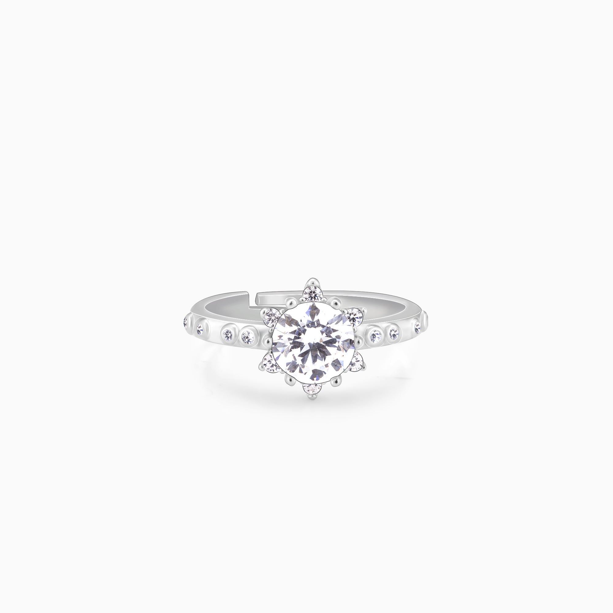 Silver Zircon Flower Rennaissance Ring - Image 1