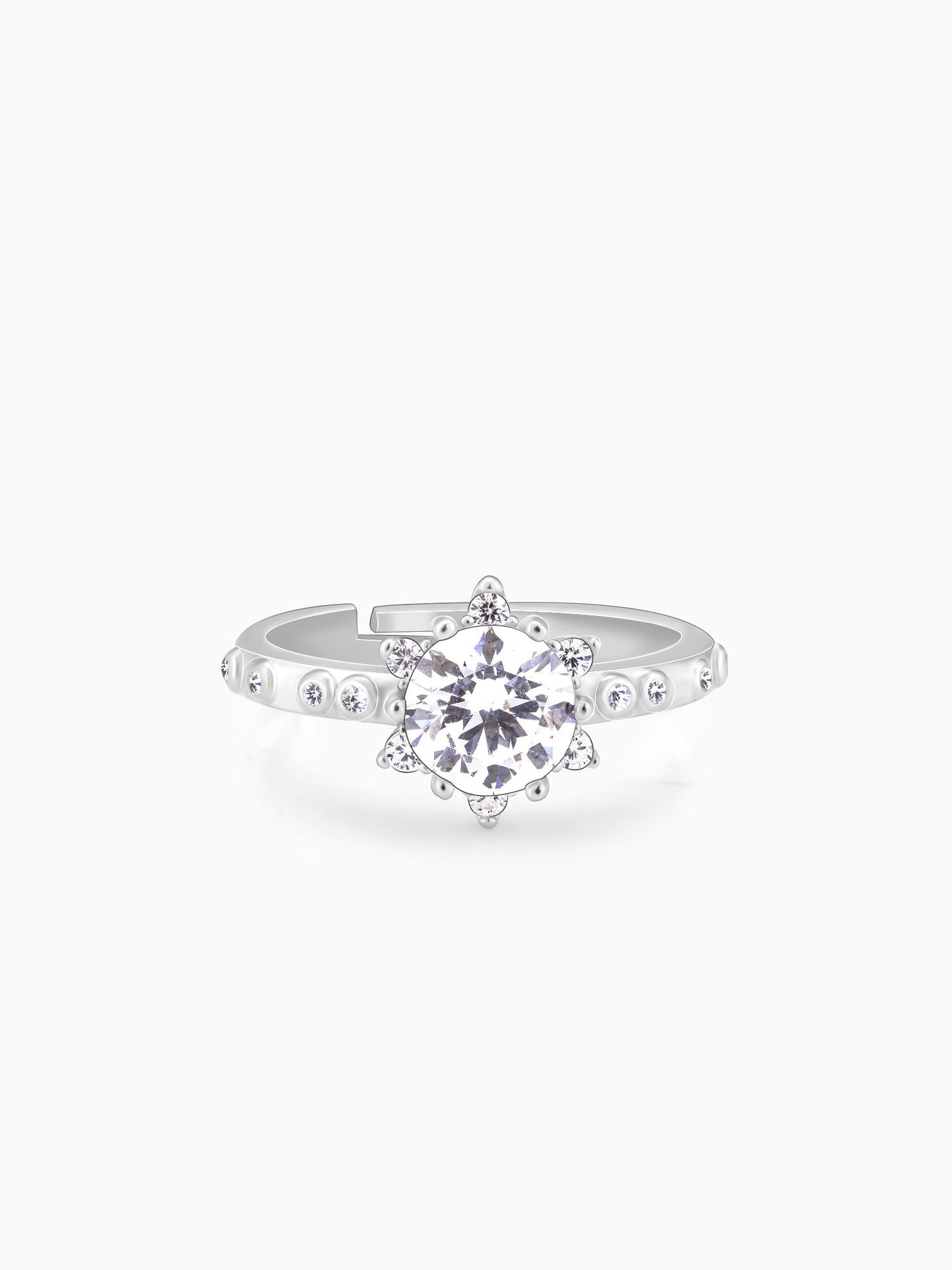 Silver Zircon Flower Rennaissance Ring