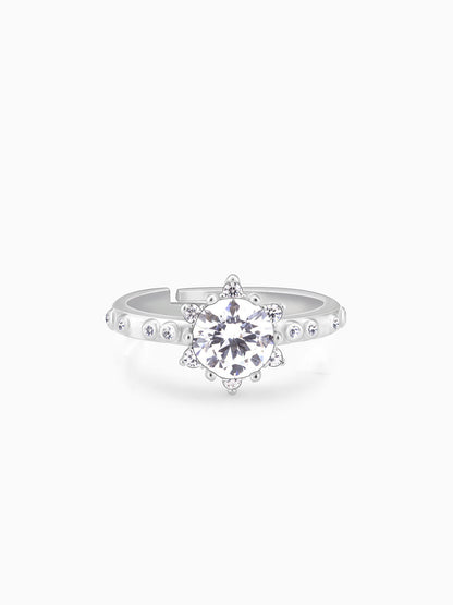 Silver Zircon Flower Rennaissance Ring