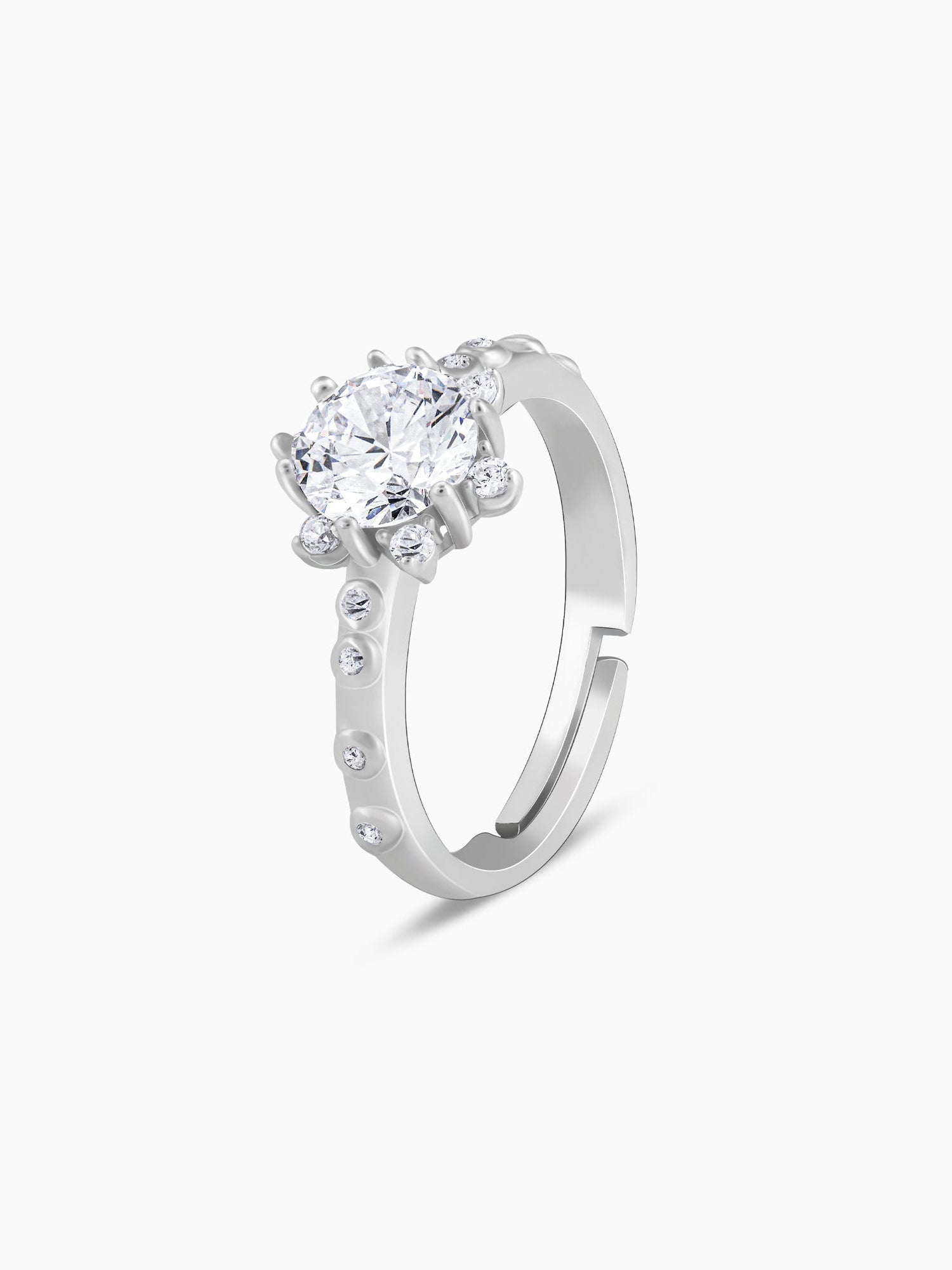 Silver Zircon Flower Rennaissance Ring