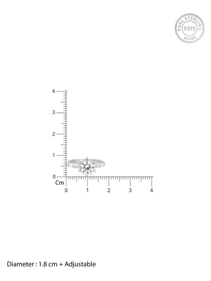 Silver Zircon Flower Rennaissance Ring