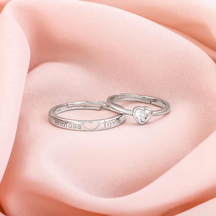 Love Line 925 Sterling Silver Couple Ring Bands (Adjustable) - Valentine's  Gift – Zavya