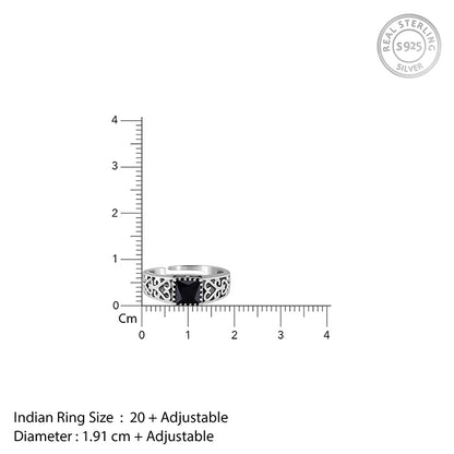 Oxidised Silver Dark Square Ring For Him