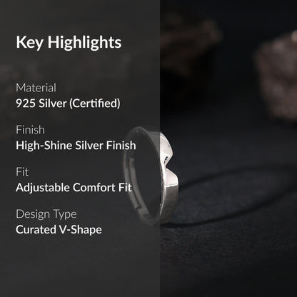 Silver Classic V Ring For Him