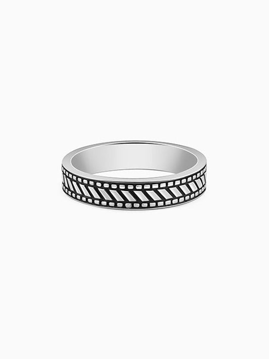 Oxidised Silver Road Warrior Ring For Him
