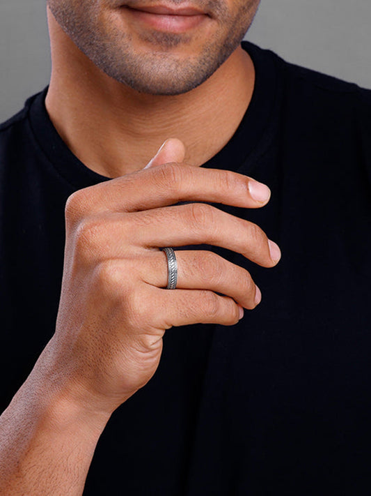Oxidised Silver Road Warrior Ring For Him