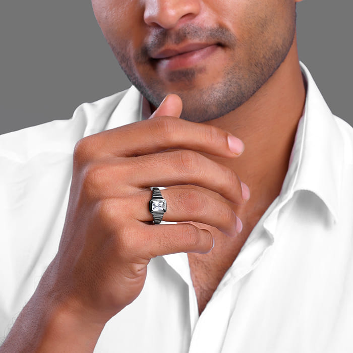 Black Rhodium Nomadic Spirit Ring For Him - view 3