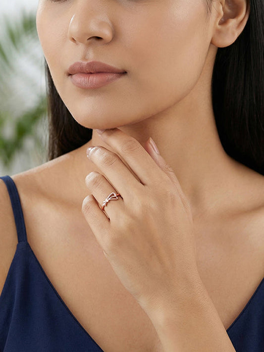 Rose Gold Sparkling Knotted Ring (Size 11)