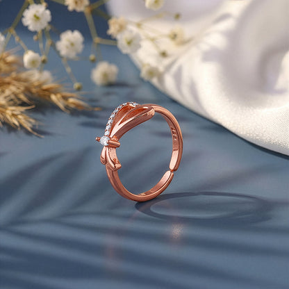 Rose Gold Sparkling Knotted Ring (Size 11)