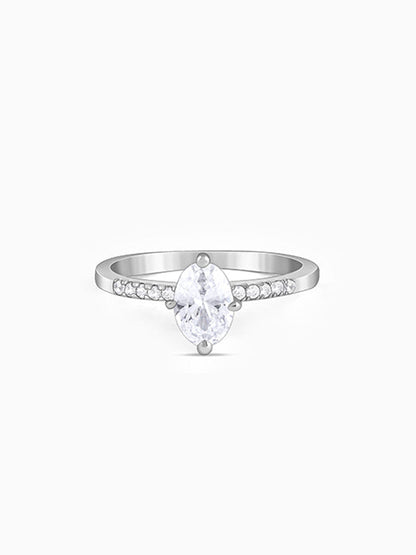 Silver Moonlit Marquise Ring