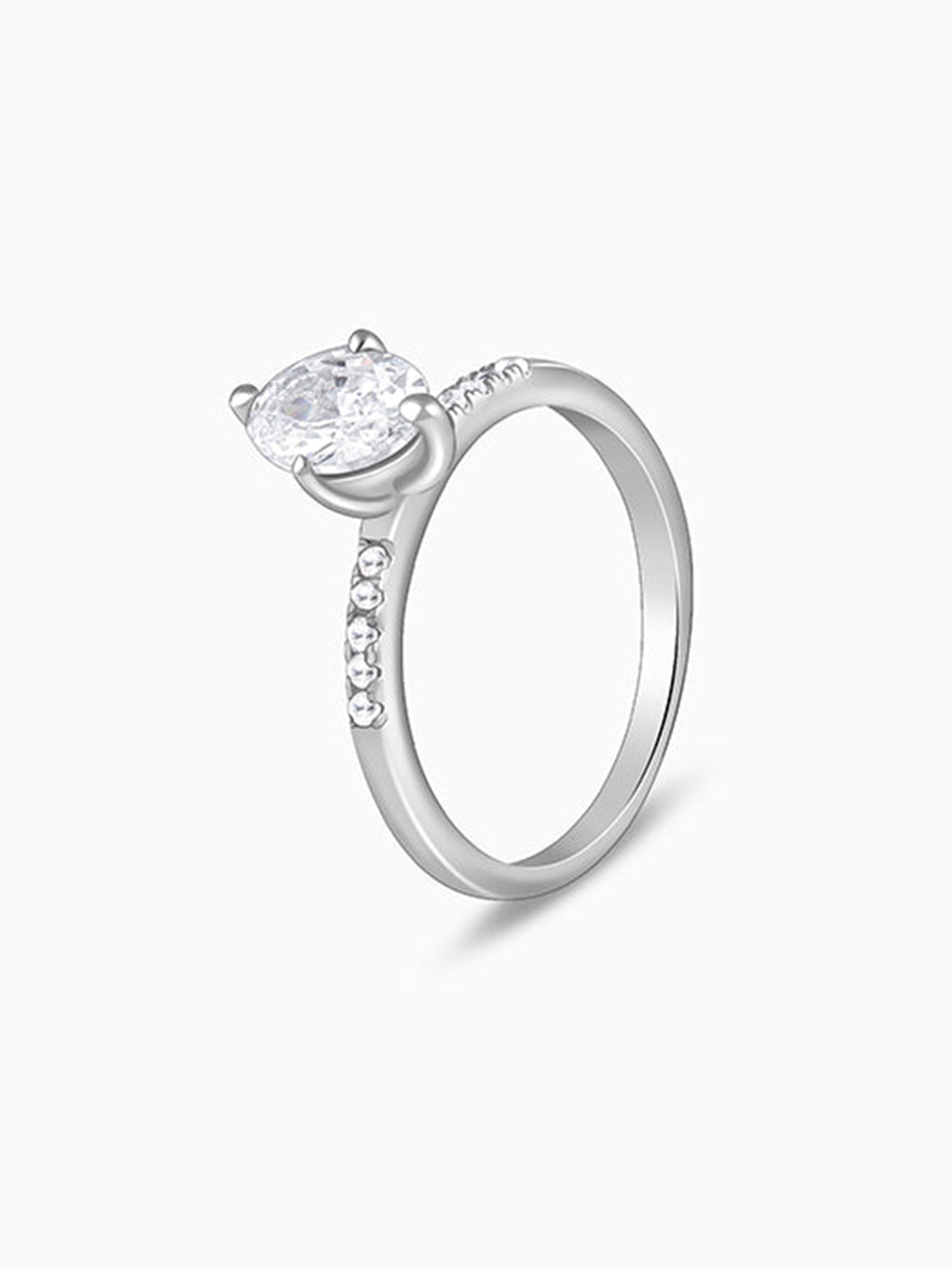 Silver Moonlit Marquise Ring