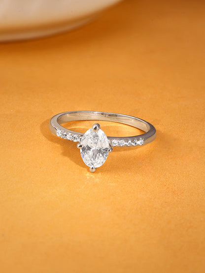 Silver Moonlit Marquise Ring