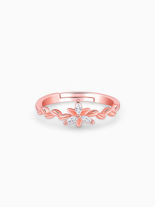 Rose Gold Bluebell Floral Ring