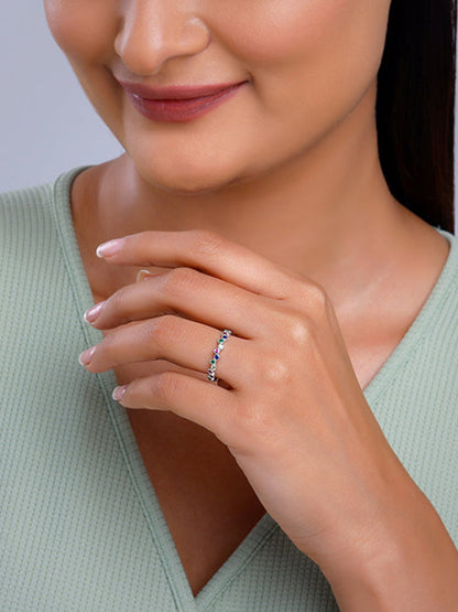 Silver Colourful Elegant Ring