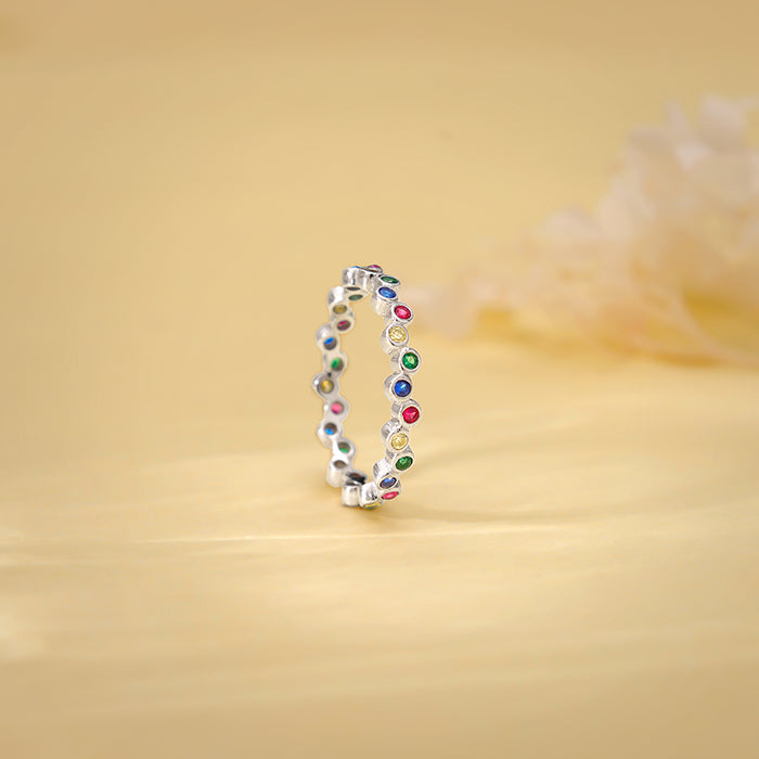 Silver Colourful Elegant Ring - view 2