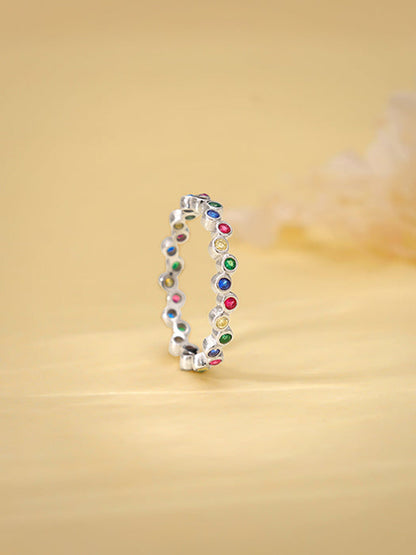 Silver Colourful Elegant Ring
