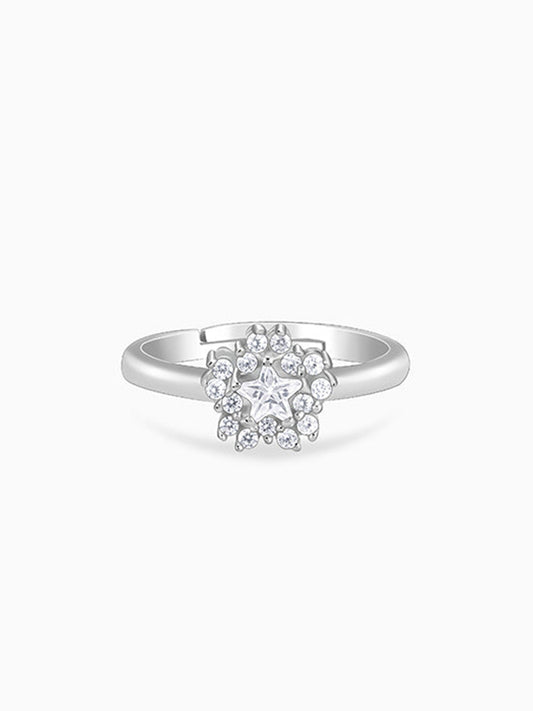 Silver Dahlia Floral Ring
