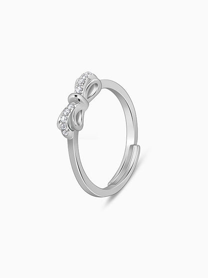 Silver Cute Bow Ring