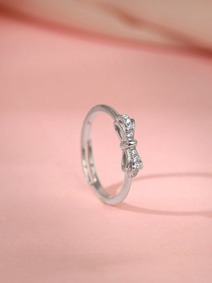 Silver Cute Bow Ring