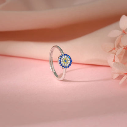 Silver Blue Evil Eye Ring