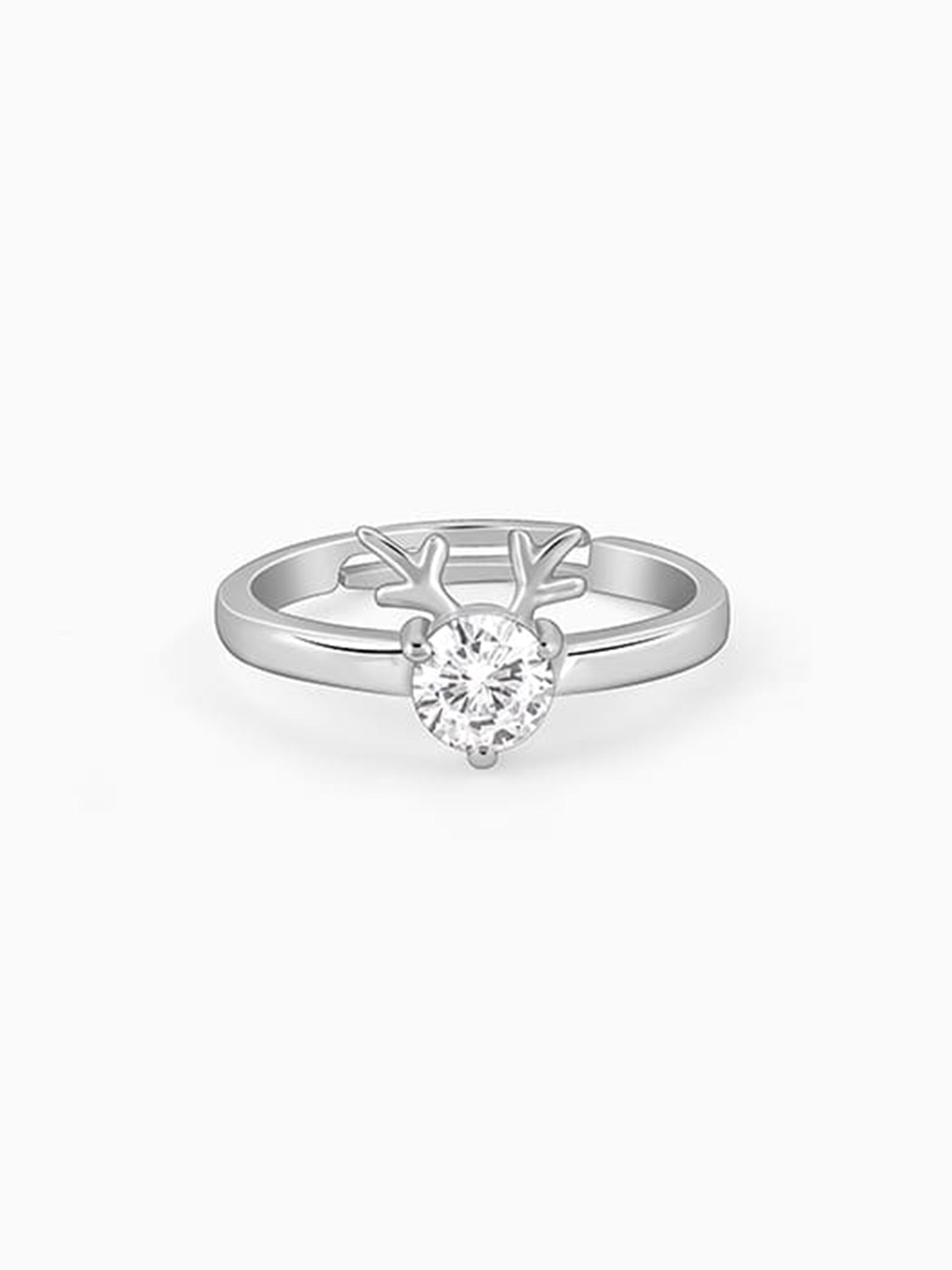 Silver Fawn Heart Ring