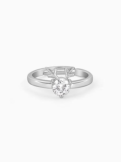 Silver Fawn Heart Ring