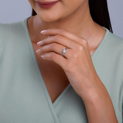 Silver Fawn Heart Ring