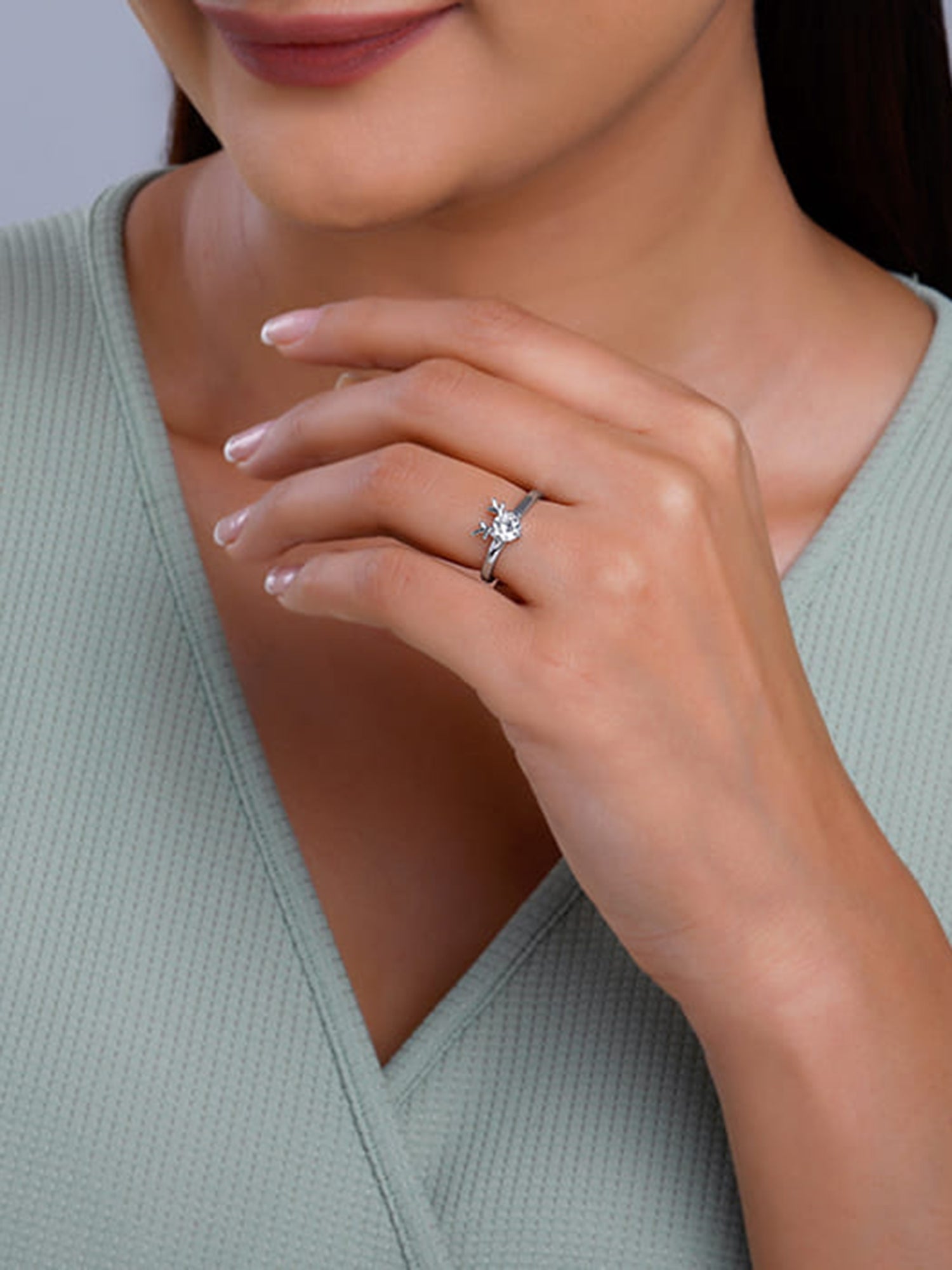 Silver Fawn Heart Ring