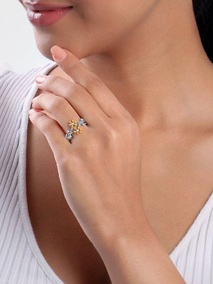 Silver Flora Fine Ring